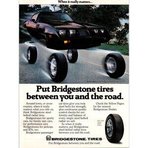 1979 Bridgestone Tires Pontiac Trans Am Vintage Print Ad Sports Car 70s Wall Art